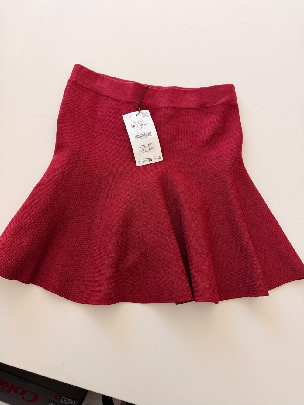Zara Red Flare Knit Skirt